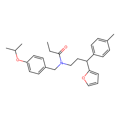 N-(3-(furan-2-yl)-3-(p-tolyl)propyl)-N-(4-isopropoxybenzyl)propionamide structure