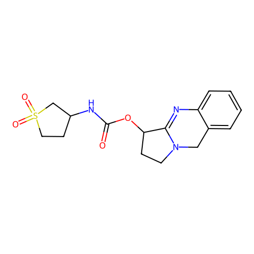 1,2,3,9-tetrahydropyrrolo[2,1-b]quinazolin-3-yl (1,1-dioxidotetrahydrothiophen-3-yl)carbamate structure