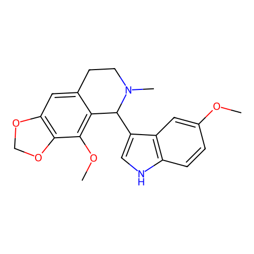 4-methoxy-5-(5-methoxy-1H-indol-3-yl)-6-methyl-5,6,7,8-tetrahydro-[1,3]dioxolo[4,5-g]isoquinoline structure