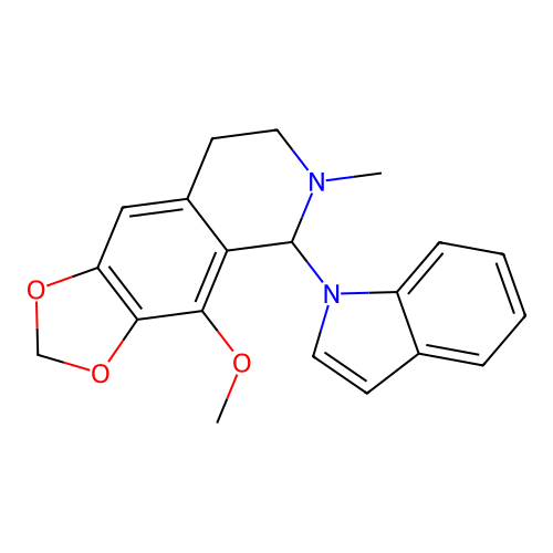 5-(1-indolyl)-4-methoxy-6-methyl-5,6,7,8-tetrahydro[1,3]dioxolo[4,5-g]isoquinoline structure