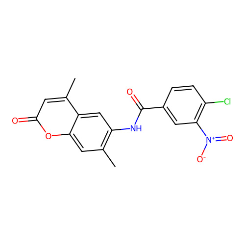 4-chloro-N-(4,7-dimethyl-2-oxo-2H-chromen-6-yl)-3-nitrobenzamide structure