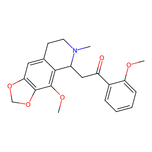 2-(4-methoxy-6-methyl(5,6,7,8-tetrahydro-2H-1,3-dioxolano[4,5-g]isoquinolin-5- yl))-1-(2-methoxyphenyl)ethan-1-one structure