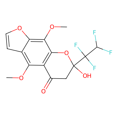 7-hydroxy-4,9-dimethoxy-7-(1,1,2,2-tetrafluoroethyl)-6,7-dihydro-5H-furo[3,2-g]chromen-5-one structure