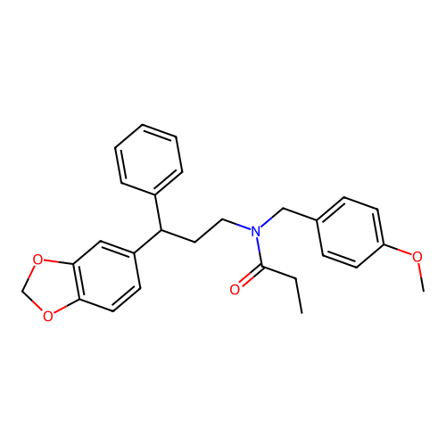 N-(3-(benzo[d][1,3]dioxol-5-yl)-3-phenylpropyl)-N-(4-methoxybenzyl)propionamide structure