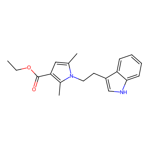 ethyl 1-(2-(1H-indol-3-yl)ethyl)-2,5-dimethyl-1H-pyrrole-3-carboxylate structure