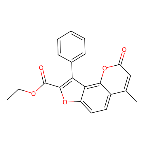 ethyl 4-methyl-2-oxo-9-phenyl-2H-furo[2,3-h]chromene-8-carboxylate structure