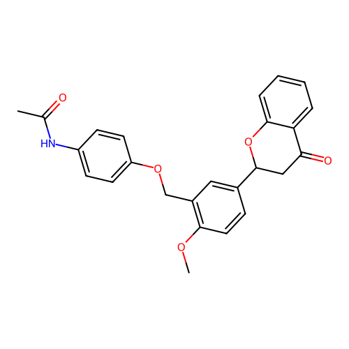 N-(4-((2-methoxy-5-(4-oxochroman-2-yl)benzyl)oxy)phenyl)acetamide structure