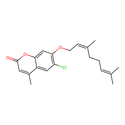 (Z)-6-chloro-7-((3,7-dimethylocta-2,6-dien-1-yl)oxy)-4-methyl-2H-chromen-2-one structure