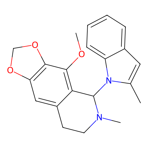 4-methoxy-6-methyl-5-(2-methylindol-1-yl)-7,8-dihydro-5H-[1,3]dioxolo[4,5-g]isoquinoline structure