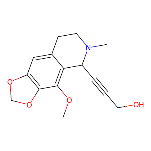 3-(4-methoxy-6-methyl-7,8-dihydro-5H-[1,3]dioxolo[4,5-g]isoquinolin-5-yl)prop-2-yn-1-ol structure