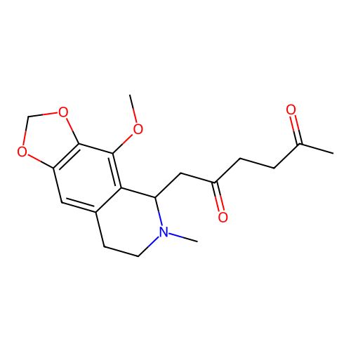 1-(4-methoxy-6-methyl-5,6,7,8-tetrahydro-[1,3]dioxolo[4,5-g]isoquinolin-5-yl)hexane-2,5-dione structure