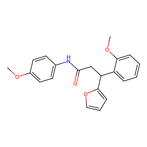 3-(furan-2-yl)-3-(2-methoxyphenyl)-N-(4-methoxyphenyl)propanamide structure