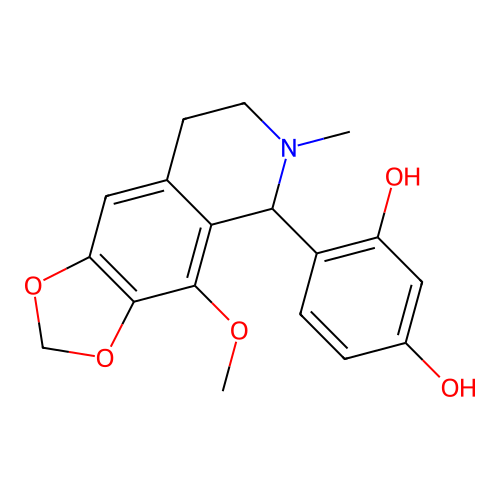 4-(4-methoxy-6-methyl-5,6,7,8-tetrahydro-[1,3]dioxolo[4,5-g]isoquinolin-5-yl)benzene-1,3-diol structure