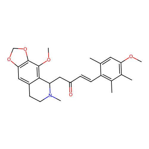 (3E)-1-(4-methoxy-6-methyl-5,6,7,8-tetrahydro[1,3]dioxolo[4,5-g]isoquinolin-5-yl)-4-(4-methoxy-2,3,6-trimethylphenyl)but-3-en-2-one structure
