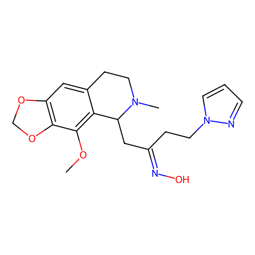 (2E)-N-hydroxy-1-(4-methoxy-6-methyl-5,6,7,8-tetrahydro[1,3]dioxolo[4,5-g]isoquinolin-5-yl)-4-(1H-pyrazol-1-yl)butan-2-imine structure