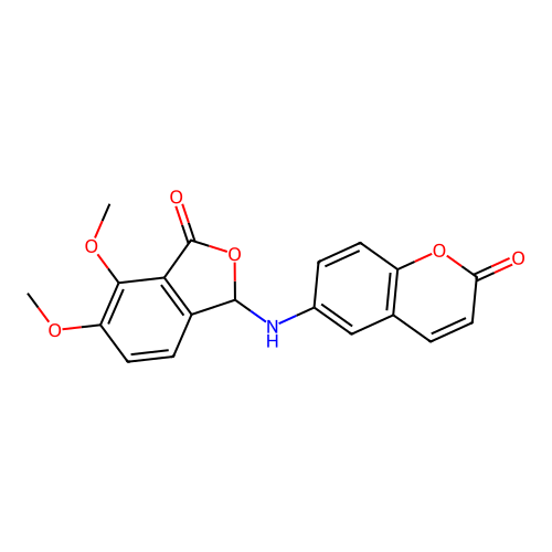 6-((4,5-dimethoxy-3-oxo-1,3-dihydroisobenzofuran-1-yl)amino)-2H-chromen-2-one structure