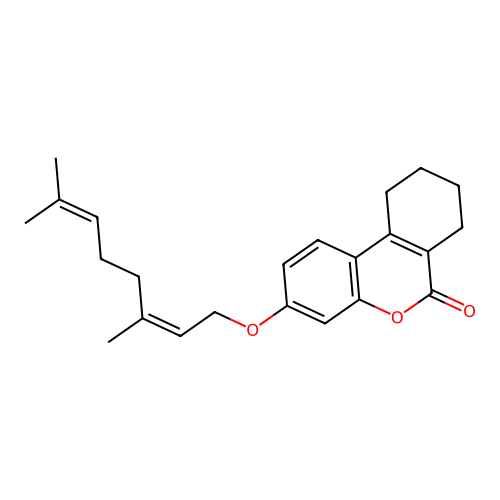 3-[(2Z)-3,7-dimethylocta-2,6-dienoxy]-7,8,9,10-tetrahydrobenzo[c]chromen-6-one structure
