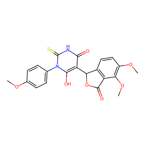 5-(4,5-dimethoxy-3-oxo-1,3-dihydroisobenzofuran-1-yl)-6-hydroxy-1-(4-methoxyphenyl)-2-thioxo-2,3-dihydropyrimidin-4(1H)-one structure