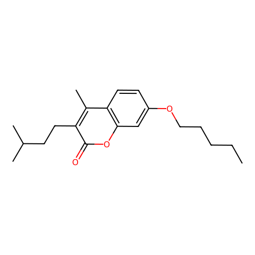 4-methyl-3-(3-methylbutyl)-7-(pentyloxy)-2H-chromen-2-one structure