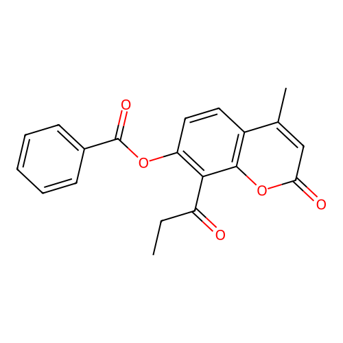 4-methyl-2-oxo-8-propionyl-2H-chromen-7-yl benzoate structure
