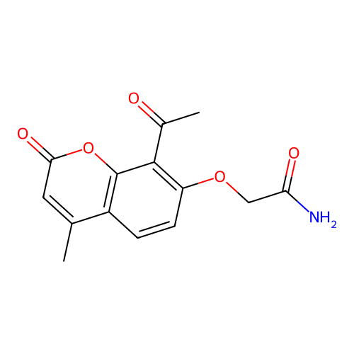 2-[(8-acetyl-4-methyl-2-oxo-2H-chromen-7-yl)oxy]acetamide structure