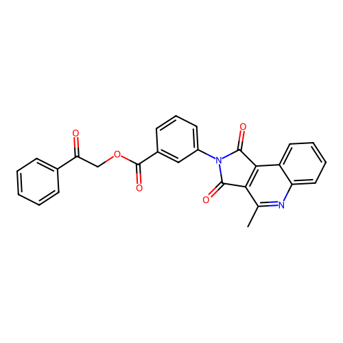 phenacyl 3-(4-methyl-1,3-dioxopyrrolo[3,4-c]quinolin-2-yl)benzoate structure