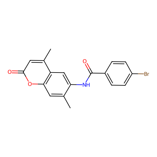 4-bromo-N-(4,7-dimethyl-2-oxo-2H-chromen-6-yl)benzamide structure