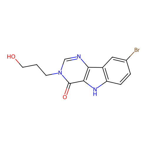 8-bromo-3-(3-hydroxypropyl)-3H-pyrimido[5,4-b]indol-4(5H)-one structure