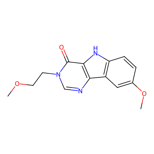 8-methoxy-3-(2-methoxyethyl)-3H-pyrimido[5,4-b]indol-4(5H)-one structure