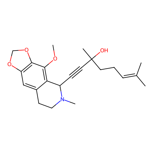 (3R)-1-(4-methoxy-6-methyl-5,6,7,8-tetrahydro-[1,3]dioxolo[4,5-g]isoquinolin-5-yl)-3,7-dimethyloct-6-en-1-yn-3-ol structure