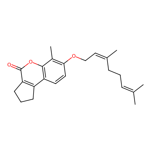 7-[(2Z)-3,7-dimethylocta-2,6-dienoxy]-6-methyl-2,3-dihydro-1H-cyclopenta[c]chromen-4-one structure