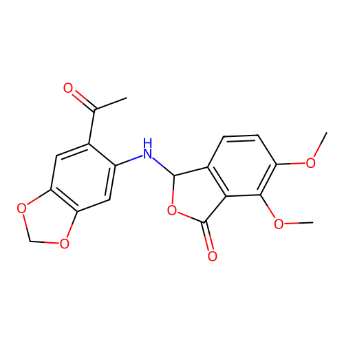 3-((6-acetylbenzo[d][1,3]dioxol-5-yl)amino)-6,7-dimethoxyisobenzofuran-1(3H)-one structure