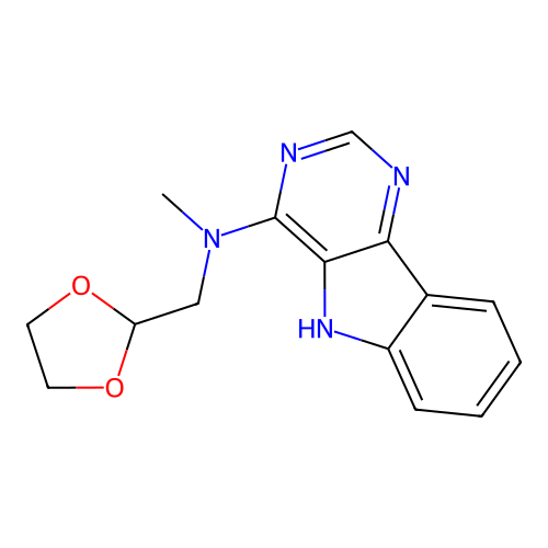 N-(1,3-dioxolan-2-ylmethyl)-N-methyl-5H-pyrimido[5,4-b]indol-4-amine structure