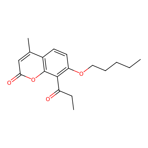 4-methyl-7-(pentyloxy)-8-propionyl-2H-chromen-2-one structure