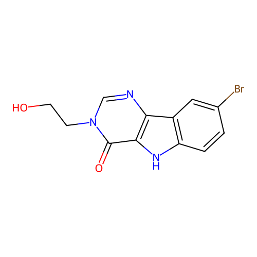 8-bromo-3-(2-hydroxyethyl)-3H-pyrimido[5,4-b]indol-4(5H)-one structure