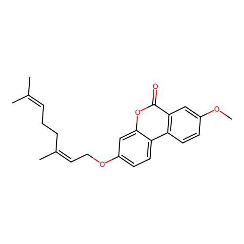 (Z)-3-((3,7-dimethylocta-2,6-dien-1-yl)oxy)-8-methoxy-6H-benzo[c]chromen-6-one structure