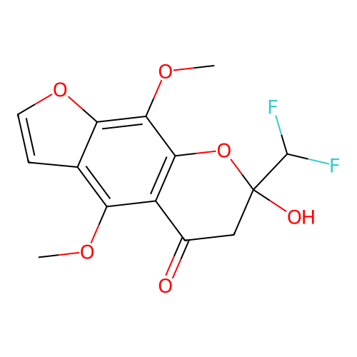 7-(difluoromethyl)-7-hydroxy-4,9-dimethoxy-6,7-dihydro-5H-furo[3,2-g]chromen-5-one structure