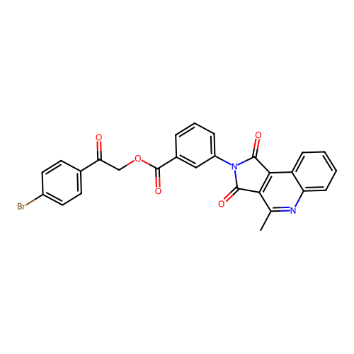 [2-(4-bromophenyl)-2-oxoethyl] 3-(4-methyl-1,3-dioxopyrrolo[3,4-c]quinolin-2-yl)benzoate structure