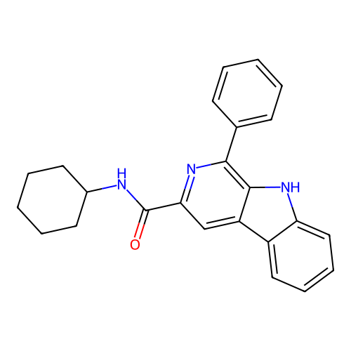 N-cyclohexyl-1-phenyl-9H-pyrido[3,4-b]indole-3-carboxamide structure