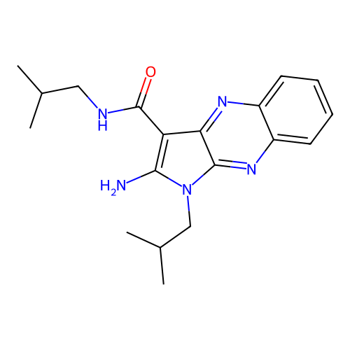 2-amino-N,1-bis(2-methylpropyl)-1H-pyrrolo[2,3-b]quinoxaline-3-carboxamide structure
