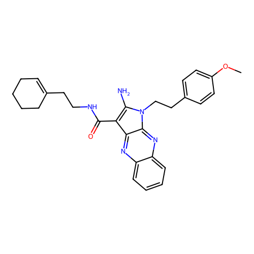 2-amino-N-(2-(cyclohex-1-en-1-yl)ethyl)-1-(4-methoxyphenethyl)-1H-pyrrolo[2,3-b]quinoxaline-3-carboxamide structure