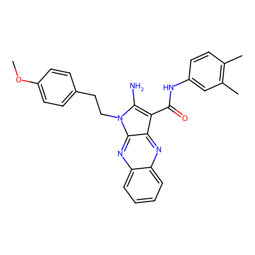2-amino-N-(3,4-dimethylphenyl)-1-(4-methoxyphenethyl)-1H-pyrrolo[2,3-b]quinoxaline-3-carboxamide structure