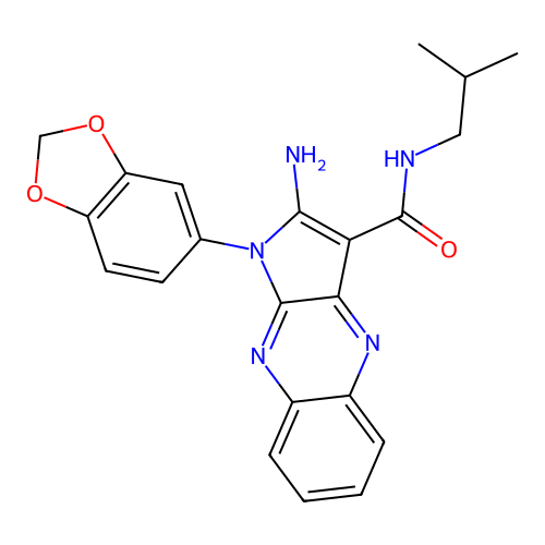 2-amino-1-(1,3-benzodioxol-5-yl)-N-(2-methylpropyl)-1H-pyrrolo[2,3-b]quinoxaline-3-carboxamide structure
