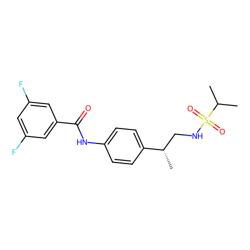 (R)-3,5-difluoro-N-(4-(1-(1-methylethylsulfonamido)propan-2-yl)phenyl)benzamide structure