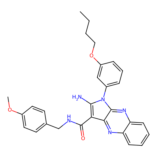 2-amino-1-(3-butoxyphenyl)-N-(4-methoxybenzyl)-1H-pyrrolo[2,3-b]quinoxaline-3-carboxamide structure