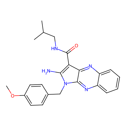 2-amino-1-(4-methoxybenzyl)-N-(2-methylpropyl)-1H-pyrrolo[2,3-b]quinoxaline-3-carboxamide structure