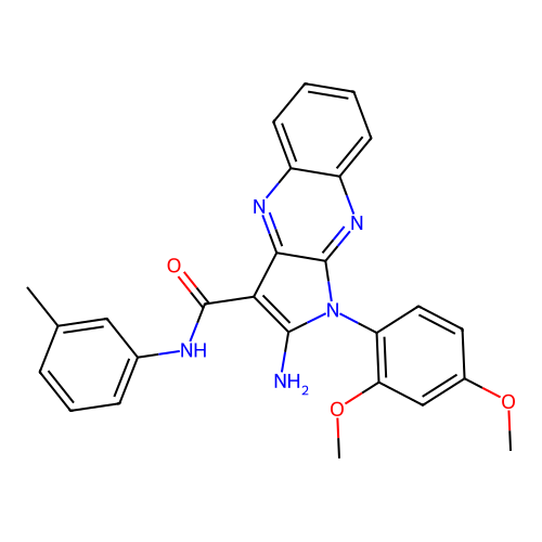 2-amino-1-(2,4-dimethoxyphenyl)-N-(3-methylphenyl)pyrrolo[3,2-b]quinoxaline-3-carboxamide structure