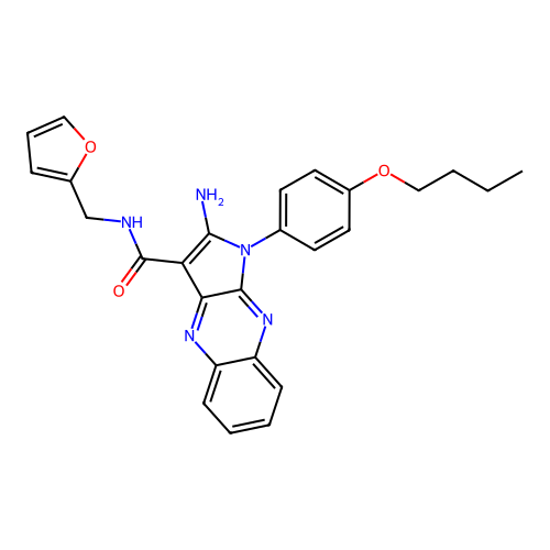 2-amino-1-(4-butoxyphenyl)-N-(furan-2-ylmethyl)-1H-pyrrolo[2,3-b]quinoxaline-3-carboxamide structure
