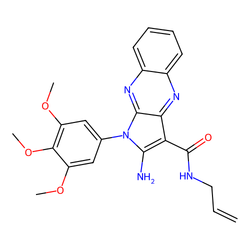 2-amino-N-prop-2-enyl-1-(3,4,5-trimethoxyphenyl)pyrrolo[3,2-b]quinoxaline-3-carboxamide structure