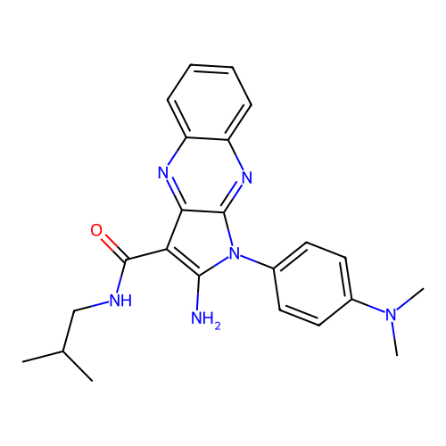 2-amino-1-(4-(dimethylamino)phenyl)-N-isobutyl-1H-pyrrolo[2,3-b]quinoxaline-3-carboxamide structure